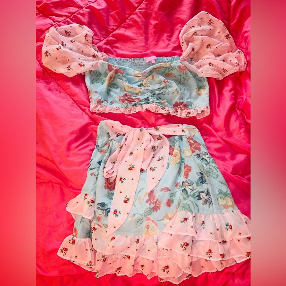 Dolls Kill x Hollie Hobby Pat A Cake Ruffle Chiffon Crop Top & skirt set NWT ๐ฉท - Picture 4 of 6